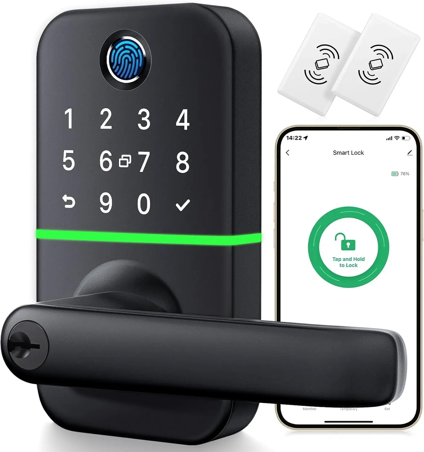 

Smart Door Lock with Fingerprint, Keypad & App Control - Easy Installation for Front Doors