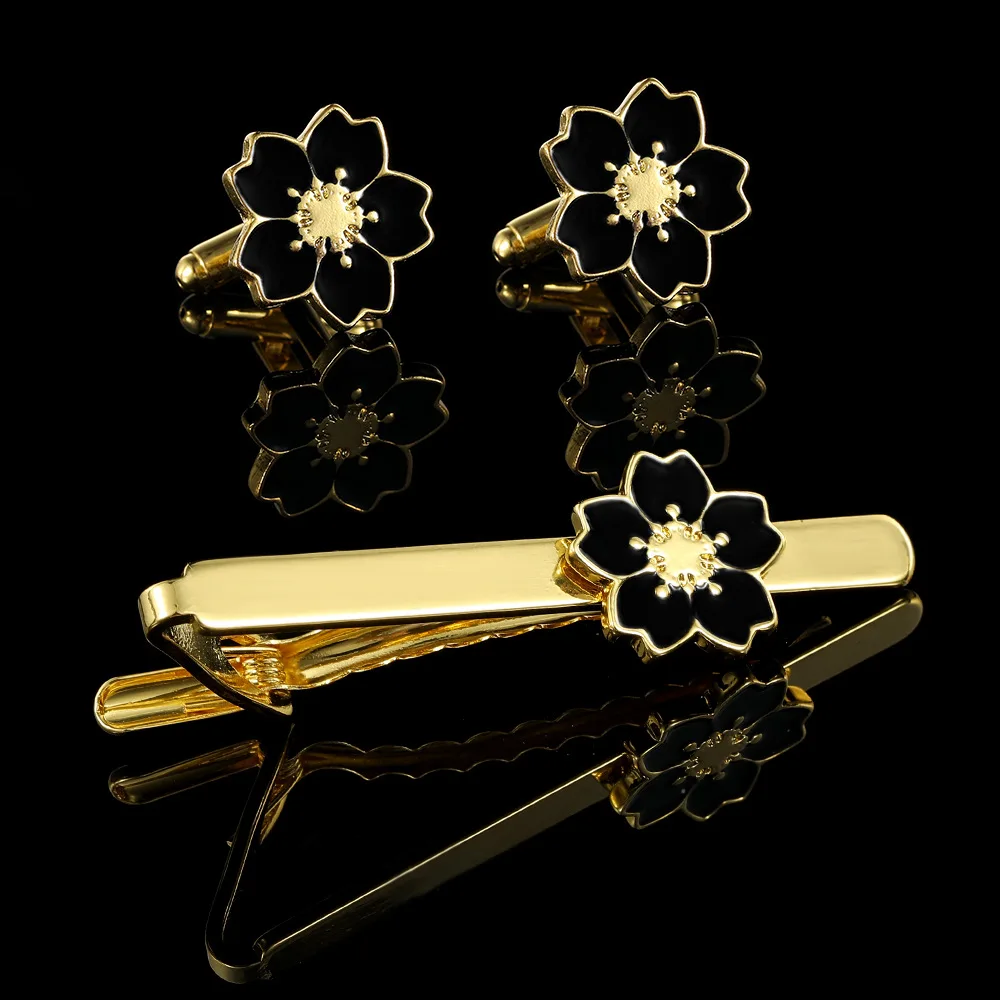 Zinc Alloy Shirt Sleeve Cuff Buttons Chic Cherry Blossom Flower Design Gold Silver Color Cufflinks for Men Women Unique Gifts
