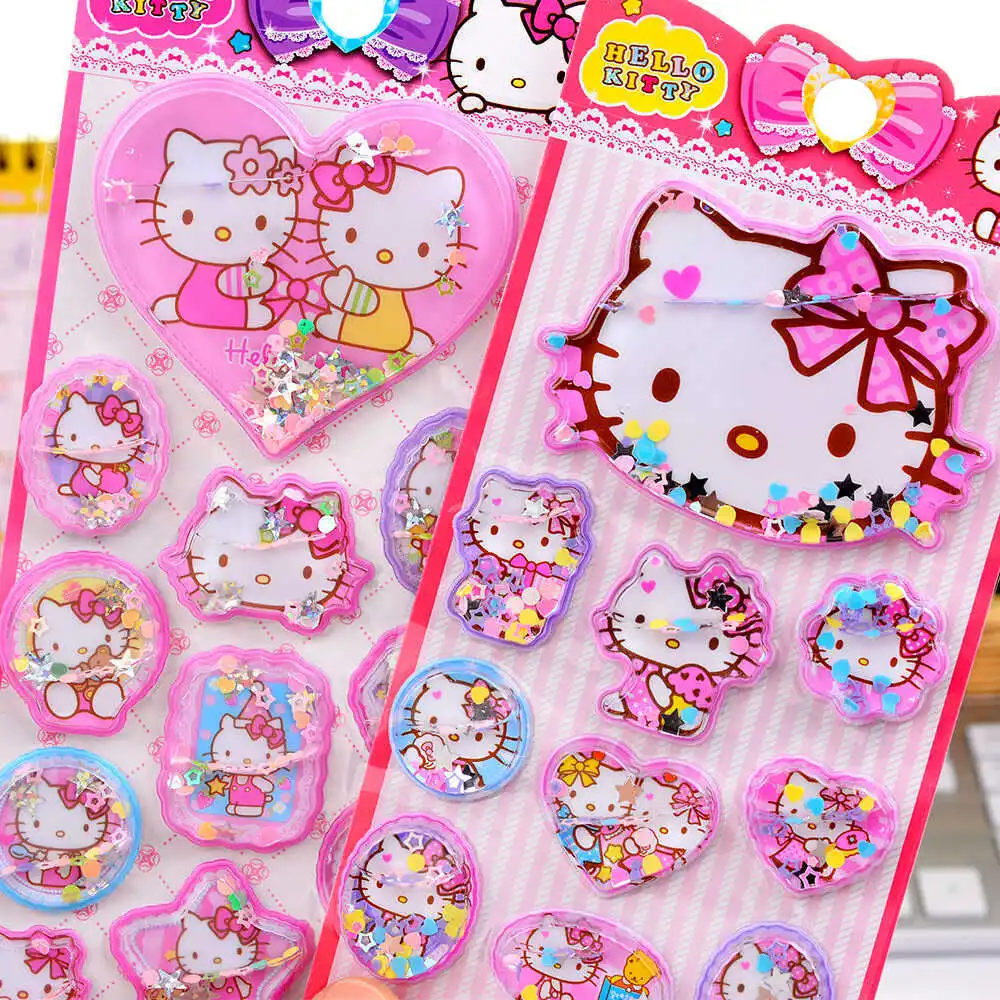 

4pcs Kawaii KT Cat 3d Shake Sticker Cute Diy Mobile Case Decorative Sticker Student Stationery Handbook Stickers Handbook