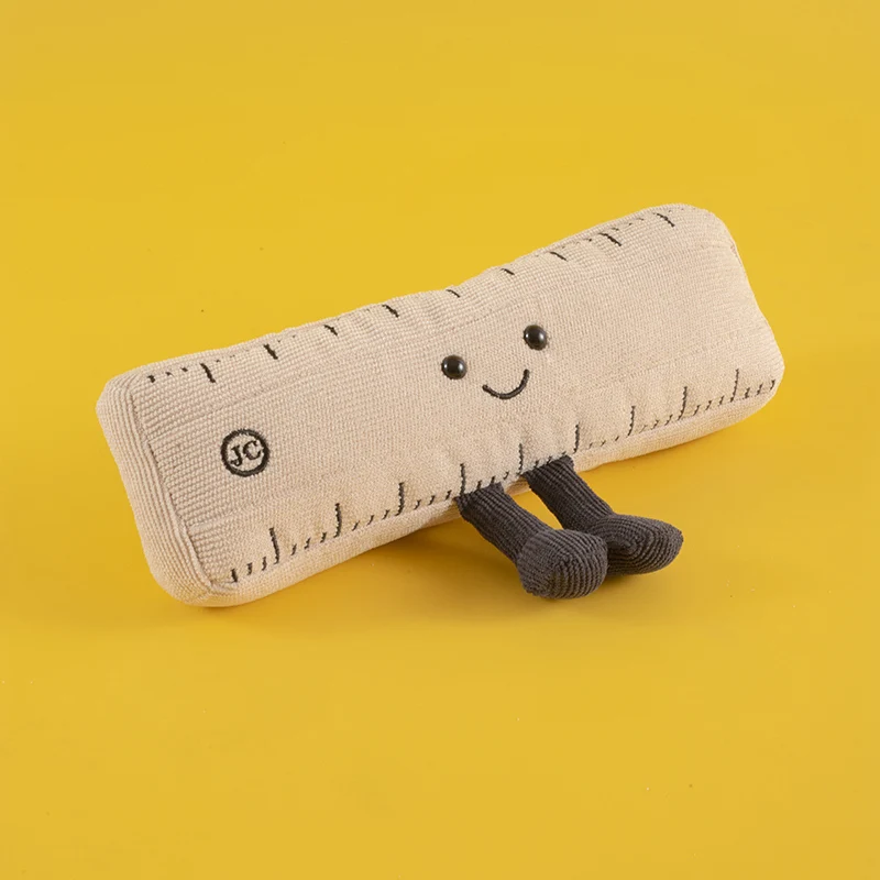 مجموعة مسطرة وقلم رصاص رائعة من القطيفة، ألعاب محشوة واقعية للمستلزمات المدرسية مثالية للطلاب والمعلمين وأفكار الهدايا التعليمية للأطفال