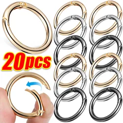 20 pçs metal o anel primavera fechos para diy jóias openable redondo mosquetão chaveiro saco clipes gancho cão corrente fivelas conector