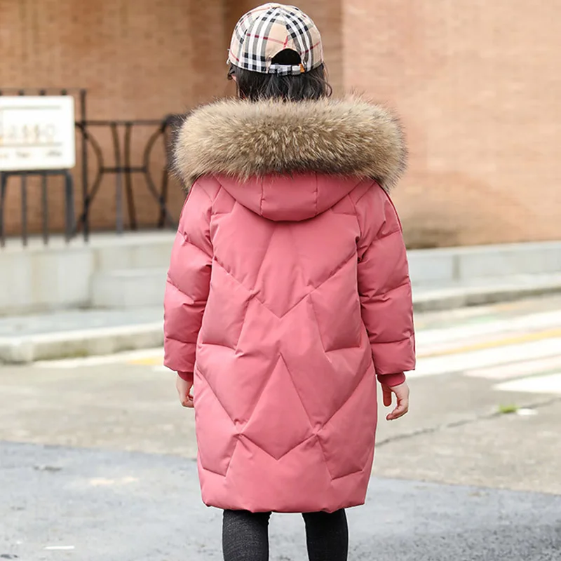 Children Winter Down Cotton Jacket New Fashion Girl Clothing Kids Clothes Thick Parka Faux Fur Coat Hooded Snowsuit Outerwear