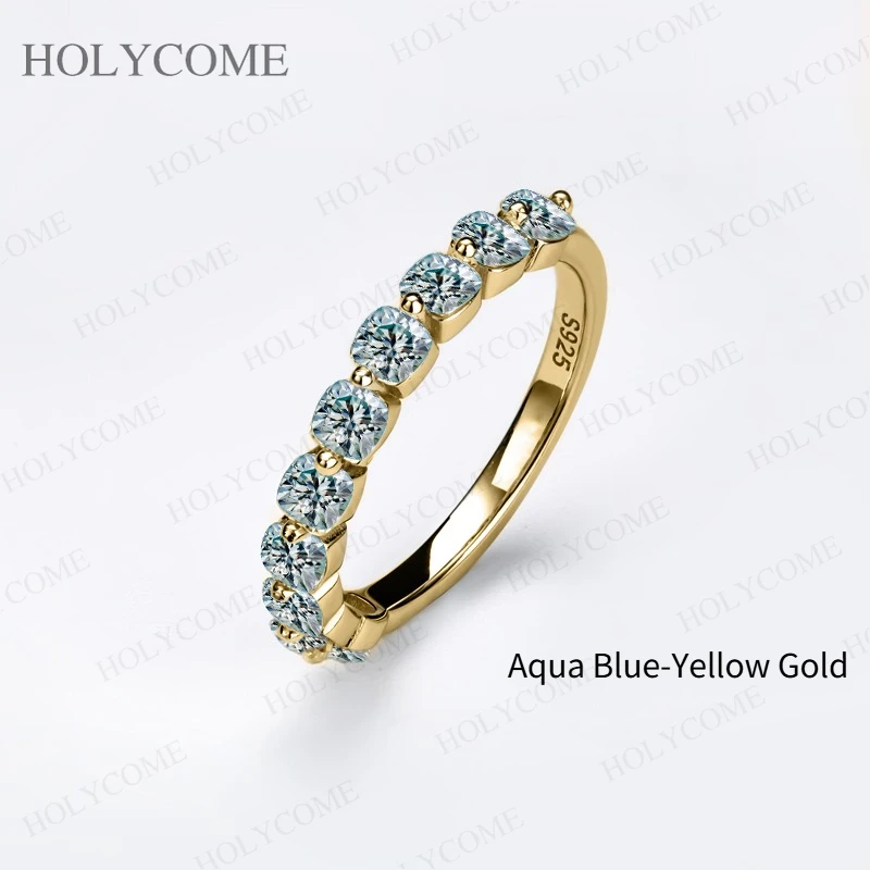 Echter Moissanit-Ring aus 925 Sterling Silber, Kissenförmiger Schliff, D Weiß/Champagner/Aquablau, VVS1, Jubiläumsgeschenk, Edle Schmuckstücke für Sie – Detail 5