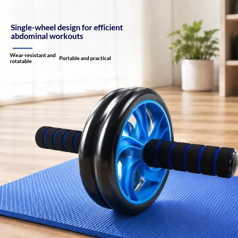 Dual Wheel Ab Roller With Non Slip Foam Handles Protective Knee Mat For Home Gym Core Ab-Workout Training