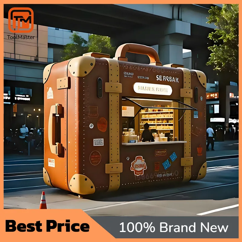 【New Design】Suitcase Shaped Milk Tea Cart, Giant Luggage Style Mobile Stall For Night Market Startup Business