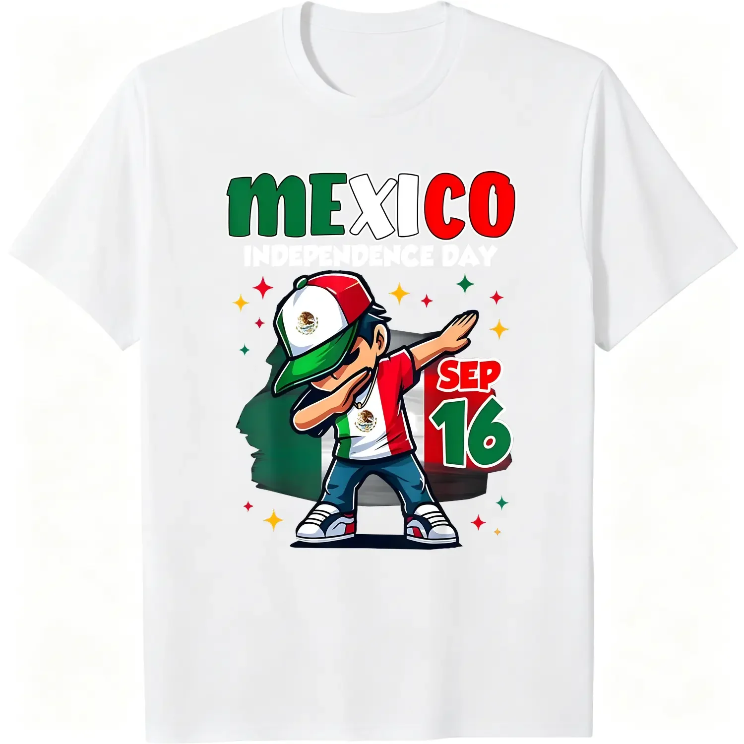 Cotton Mexico Independence Day September 16 Celebration Boys T-Shirt 100% Cotton Round Neck T-shirt