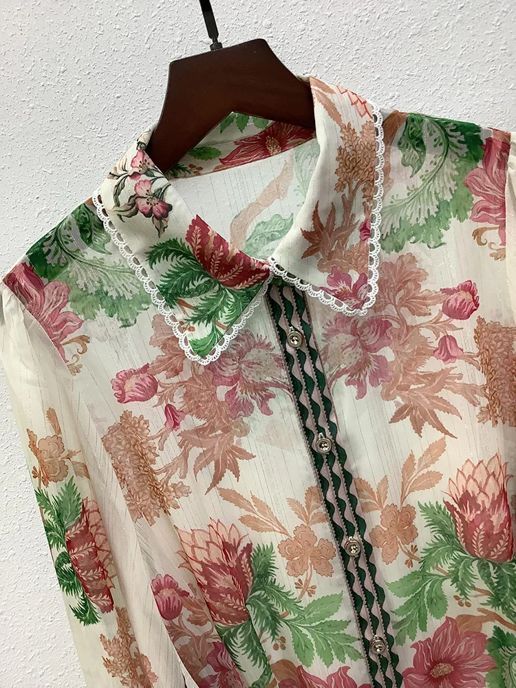 AELESEEN Abito da festa lungo bohémien 2025 Donna Primavera Estate Colletto rovesciato Cintura con filo dorato con stampa floreale rosa Vacanza elegante