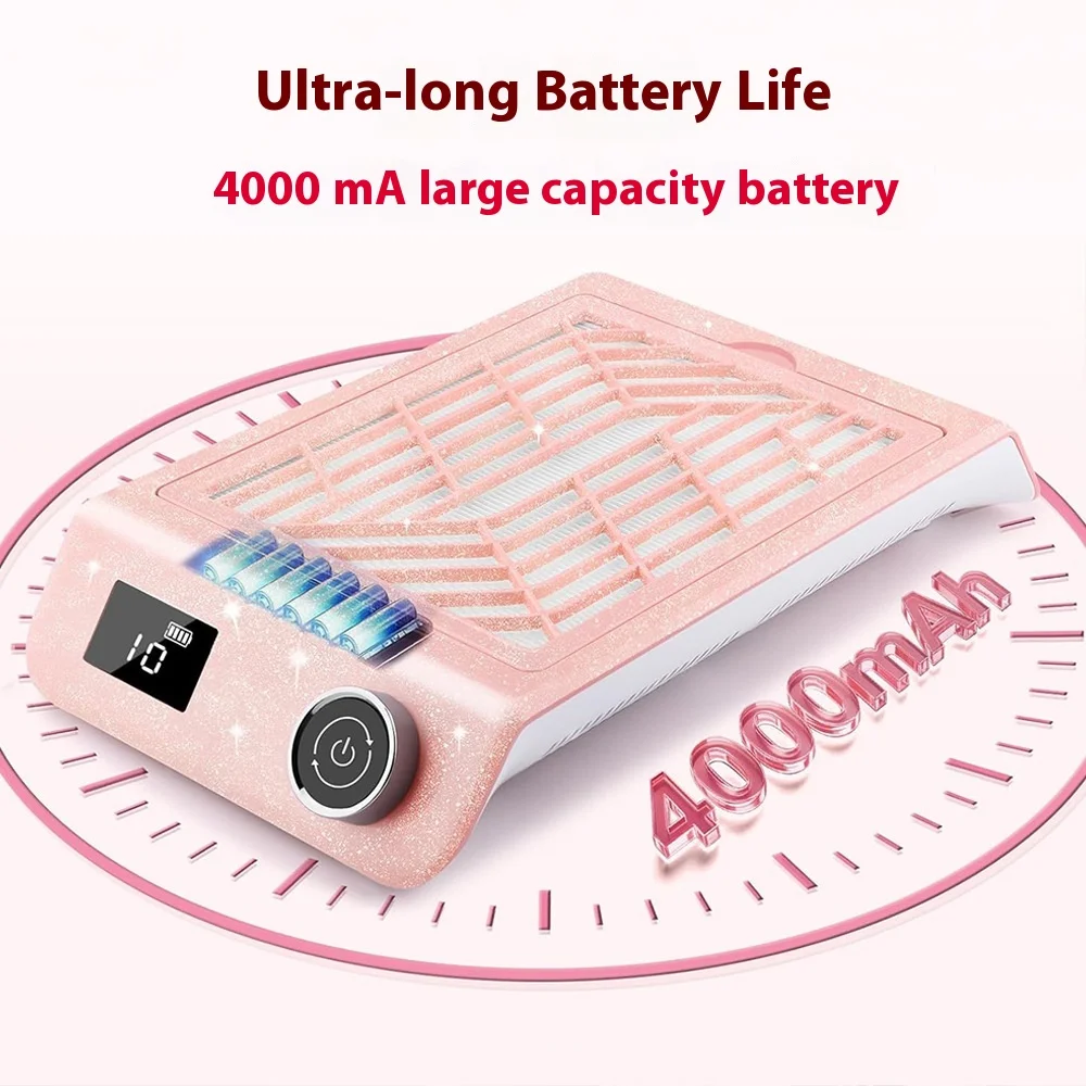 Large Suction Power Nail Art Vacuum Cleaner Mute Storage with Turbine Brushless for Nail Scrap Dust Collection Art Shops