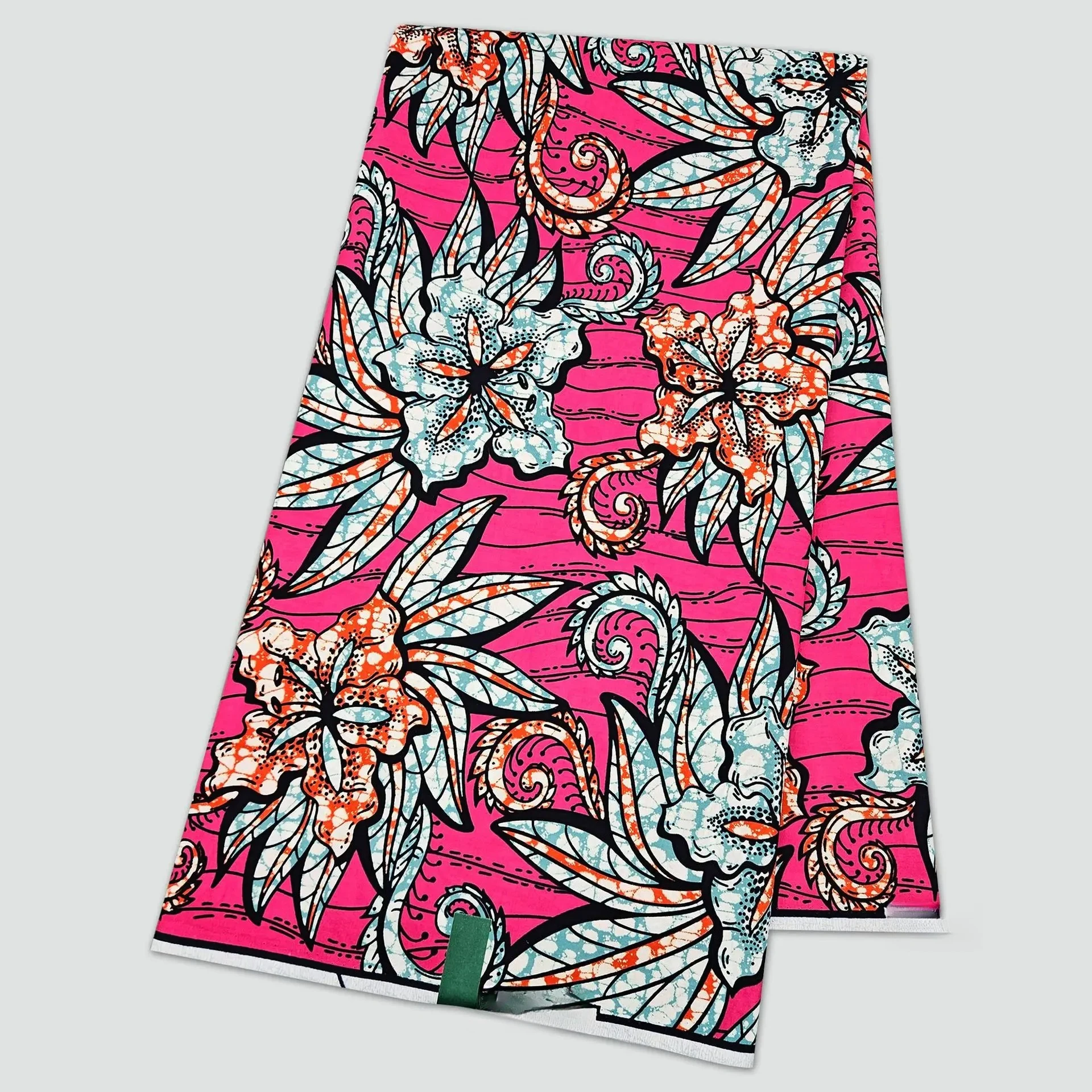 Floral Printed Blue Pink Cotton African Waxed Fabric for Sewing DIY Dress Clothes Cushions Cotton Material R6192 view 6