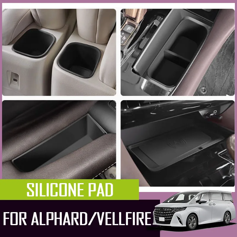 Automotive center console silicone water cup pad fit for Toyota Alphard Vellfire 40 series door slot pad modification