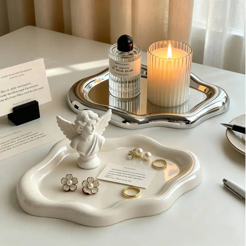 Jewelry Storage Tray Creative Cloud Shapes Plastic Trays Electroplated Jewelry Earrings Ring Display Plates Photo Props For Wome