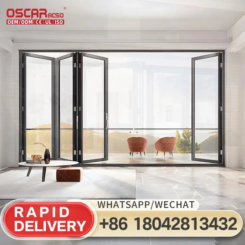 North America Accordion Folding Window Bifold Interior Kitchen Energy Efficient Soundproof Thermal Break for Home Office Hotel