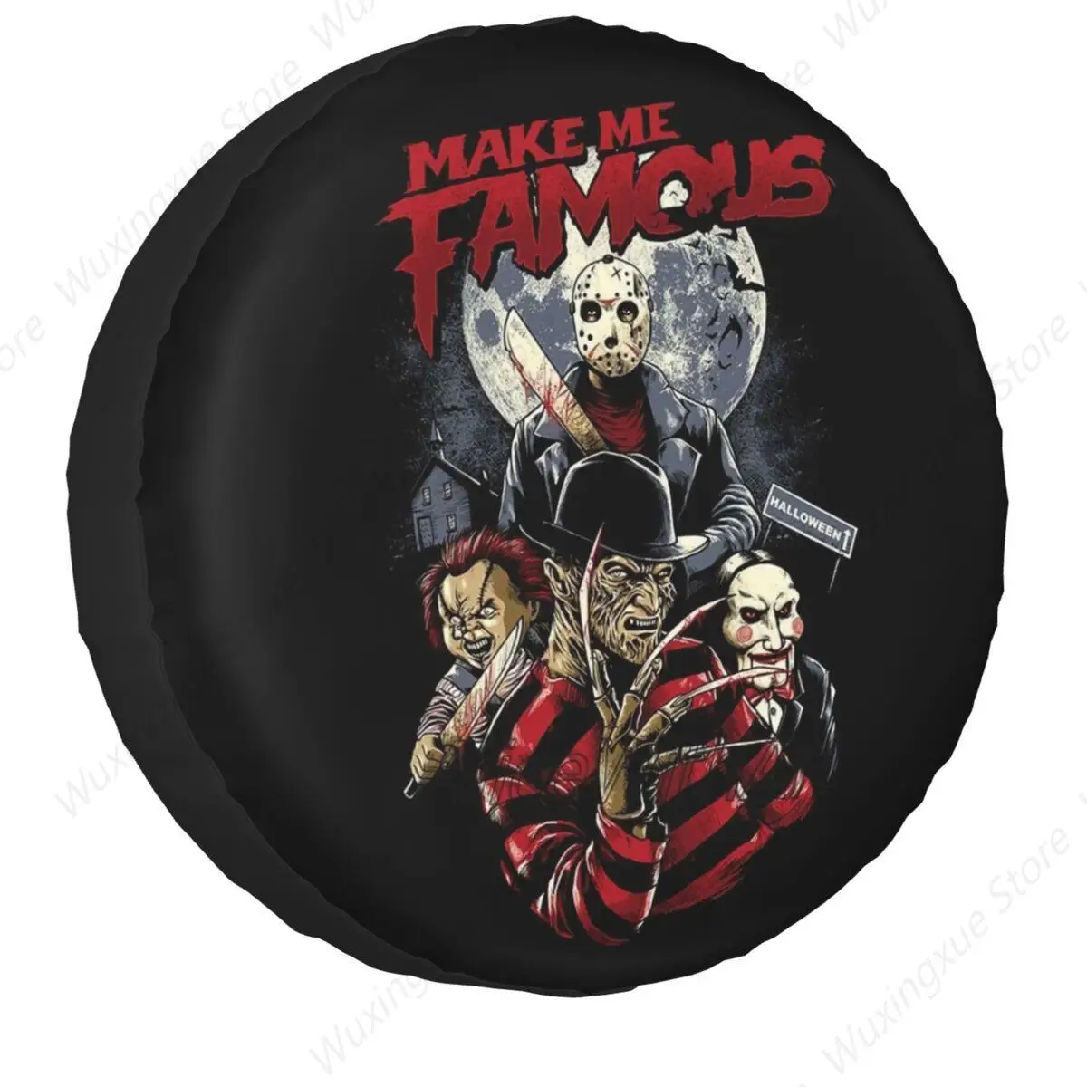 

Halloween Horror Movie Character Spare Tire Cover Bag Pouch for Jeep Honda Waterproof Car Wheel Covers 14" 15" 16" 17" Inch