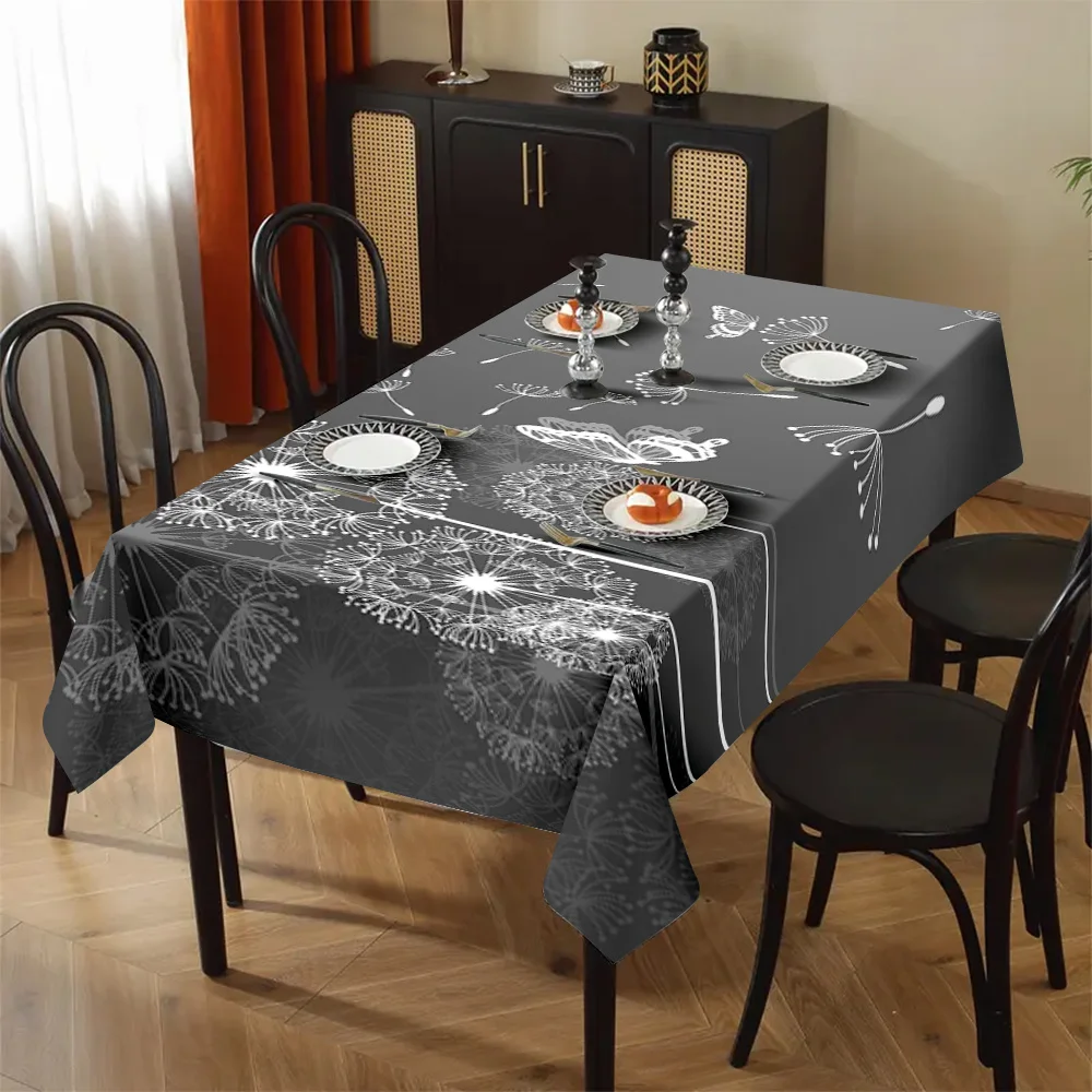 Simple dandelion and butterfly pattern tablecloth - suitable for picnics, camping, weddings, and parties
