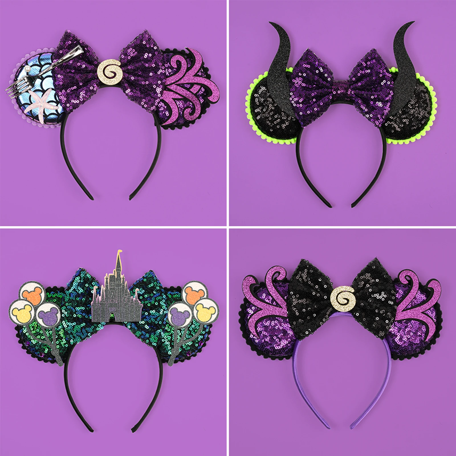 

Disney Devil's Corner Headband Halloween Carnival Party Fun Hair Accessories for Men Women Mickey Minnie Ear Festival Decoration