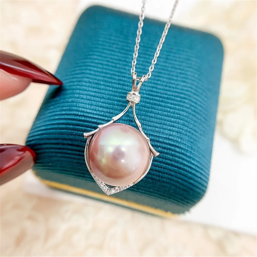 

DIY Pearl Accessories S925 Sterling Silver Pendant Empty Holder Concealer Silver Necklace Pendant Fit 11-13mm Round D460