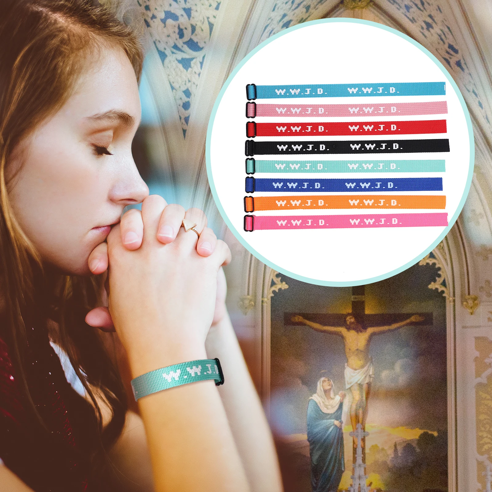 BONISKISS Men & Women WWJD Bracelet Religious Jesus Woven Bracelet Protective Prayer Inspirational Teen Girls Jewelry Gift