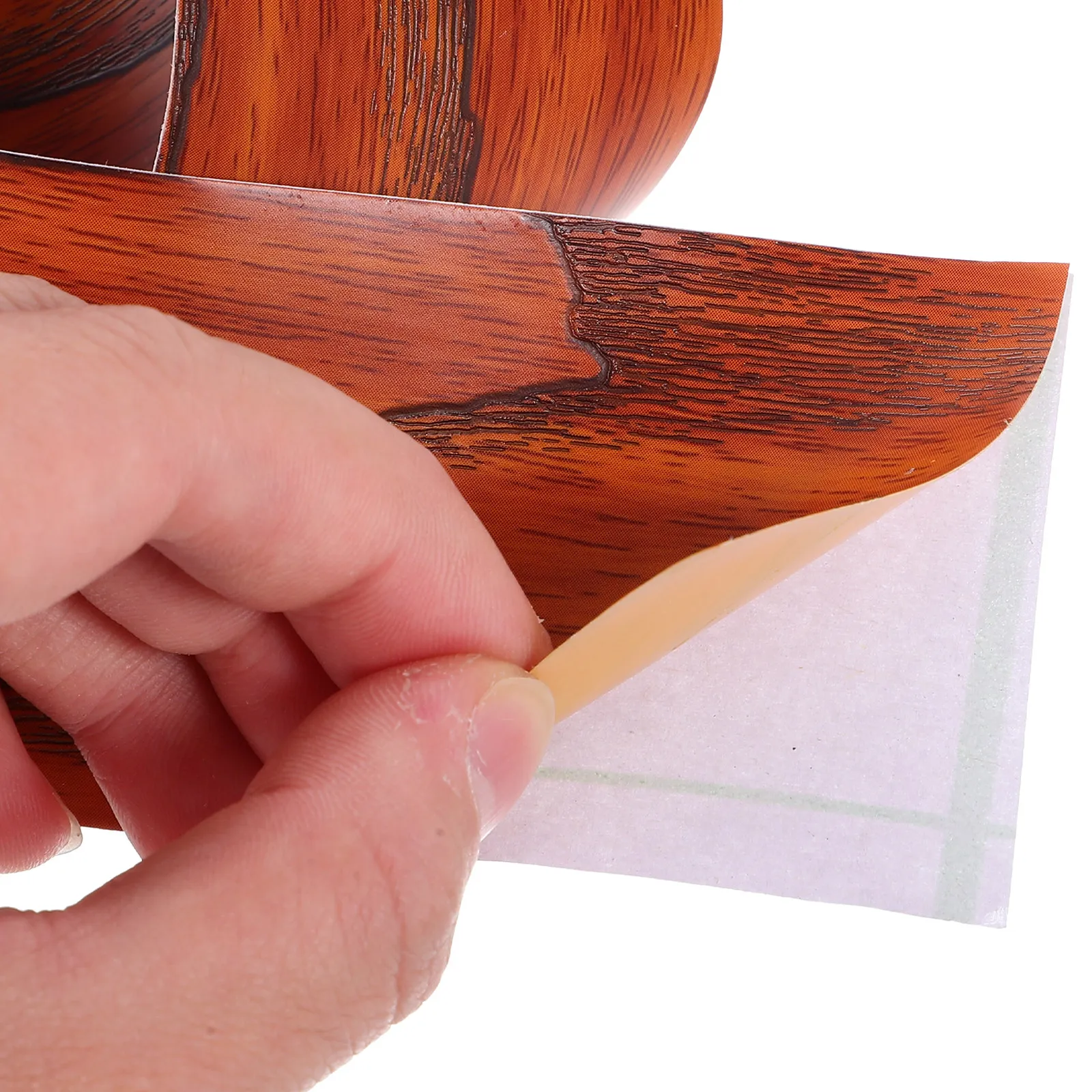Self-Adhesive Wood Grain Peel and Stick Wallpaper for Home Decor Baseboard Waistline TV Background Wall Kitchen Bathroom
