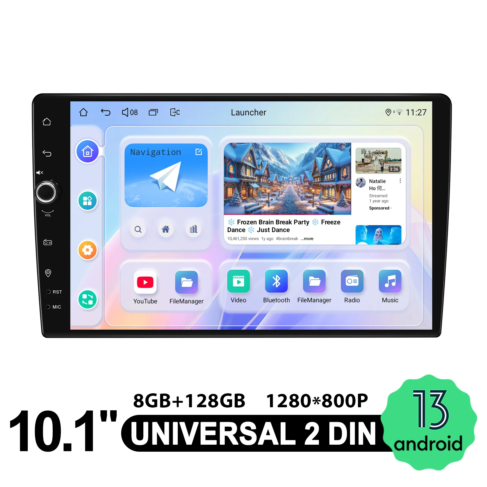 JOYING كبير 10.1 بوصة راديو السيارة ستيريو مع حجم المادية مقبض بلوتوث الوسائط المتعددة مشغل MP5 Carplay وأندرويد السيارات FM/RDS #2