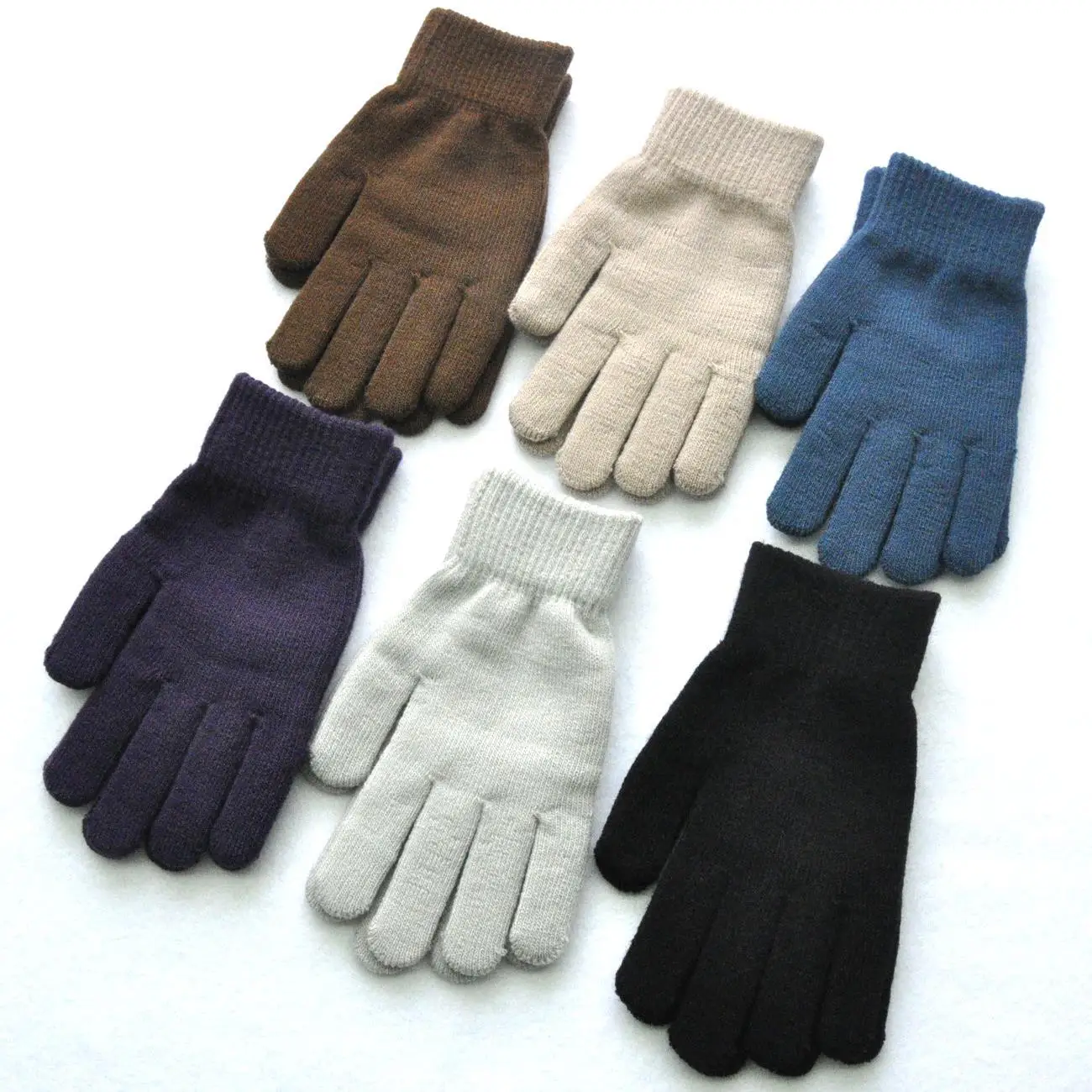 Guantes de felpa de punto para hombre y mujer, manoplas de dedo completo de Color sólido grueso, calentador de manos, guantes de ciclismo para pareja, invierno, otoño