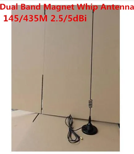 Dual band 145/435MHz vehicle whip antenna 3m RG58 cable hunting mobile radio car roof magnet mount aerial