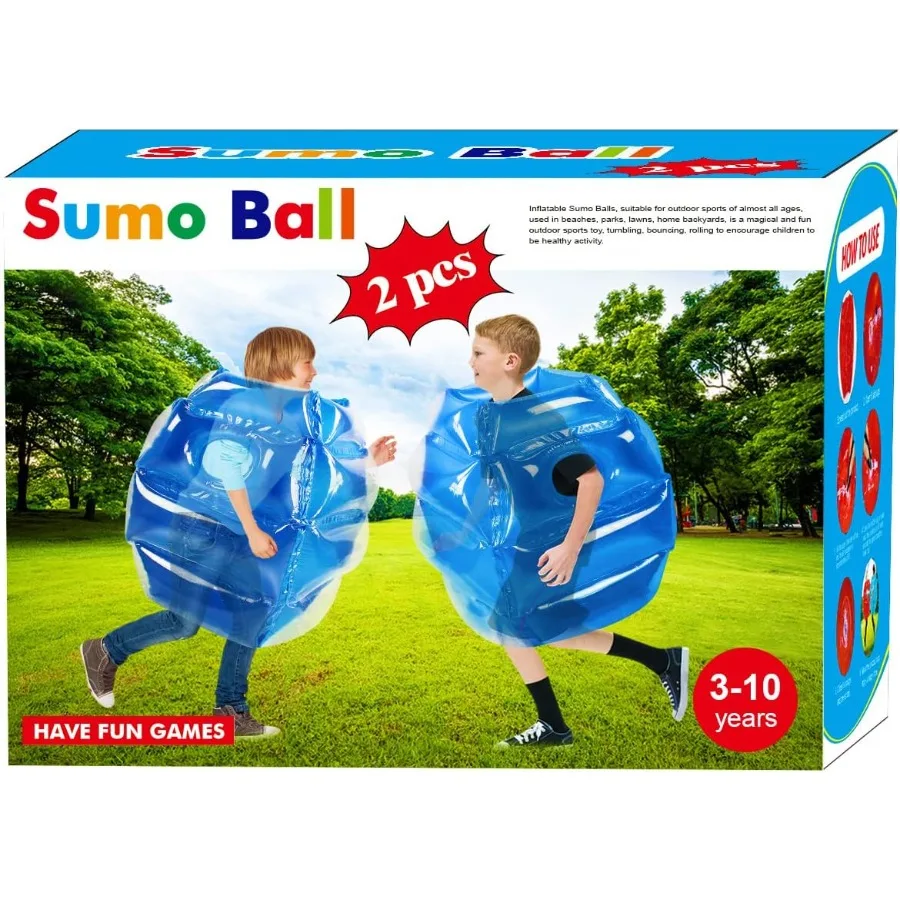 ลูกบอลซูโม่ 2 ลูก สำหรับเล่นเกมสนามหญ้ากลางแจ้ง ขนาดใหญ่ 24 นิ้ว ลูกบอลเด้งดึ๋ง เหมาะสำหรับการเล่นแบบทีมและการเล่นที่ใช้พลังงาน สำหรับเด็กอายุ 3-12 ปี