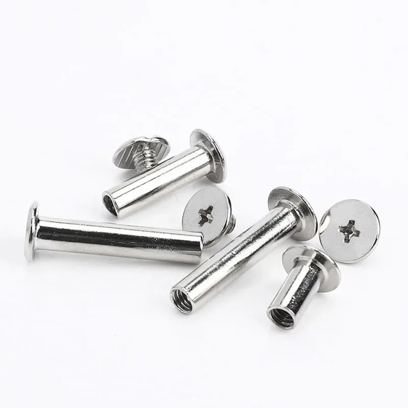 10pcs Stainless Steel Binding Chicago Screws Nails Long Studs Rivets Leather Craft Hardware Accessories Rod Length 4~100mm