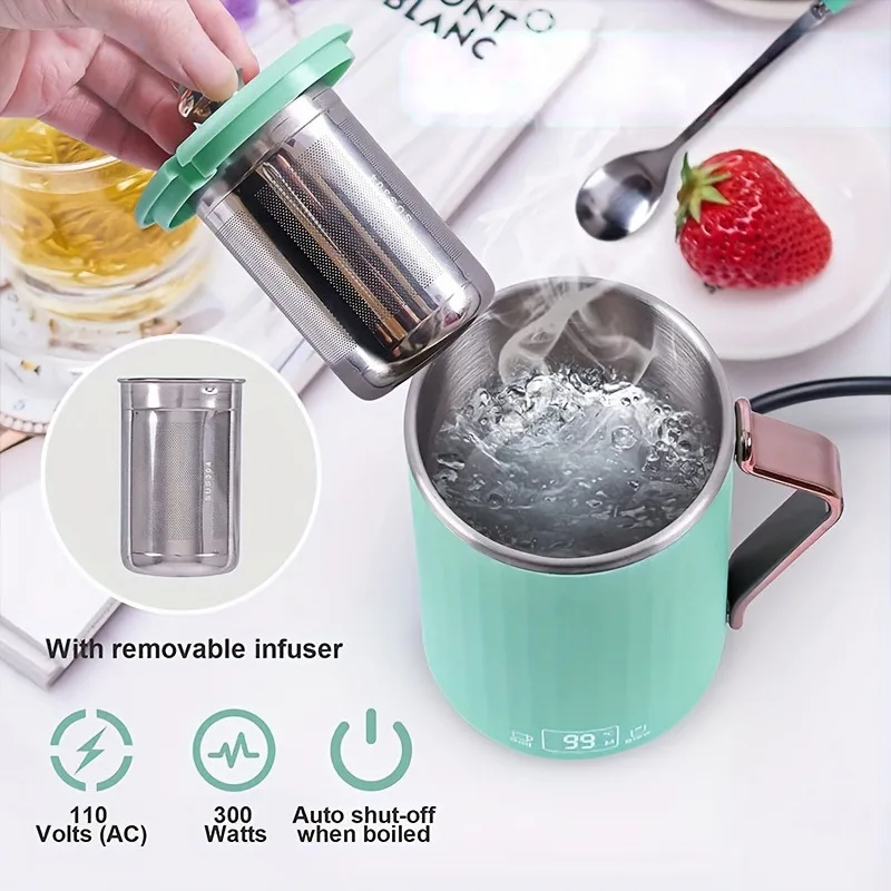 Picture 3: 450ml Portable Electric Teapot, Mini Multi-functional Electric Kettle,  4-Speed Control & Keep Warm Function For Tea Coffee Milk