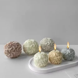 3D relief flower ball candle silicone mold DIY spherical flower soap gypsum crafts resin cement mold chocolate cake baking tool