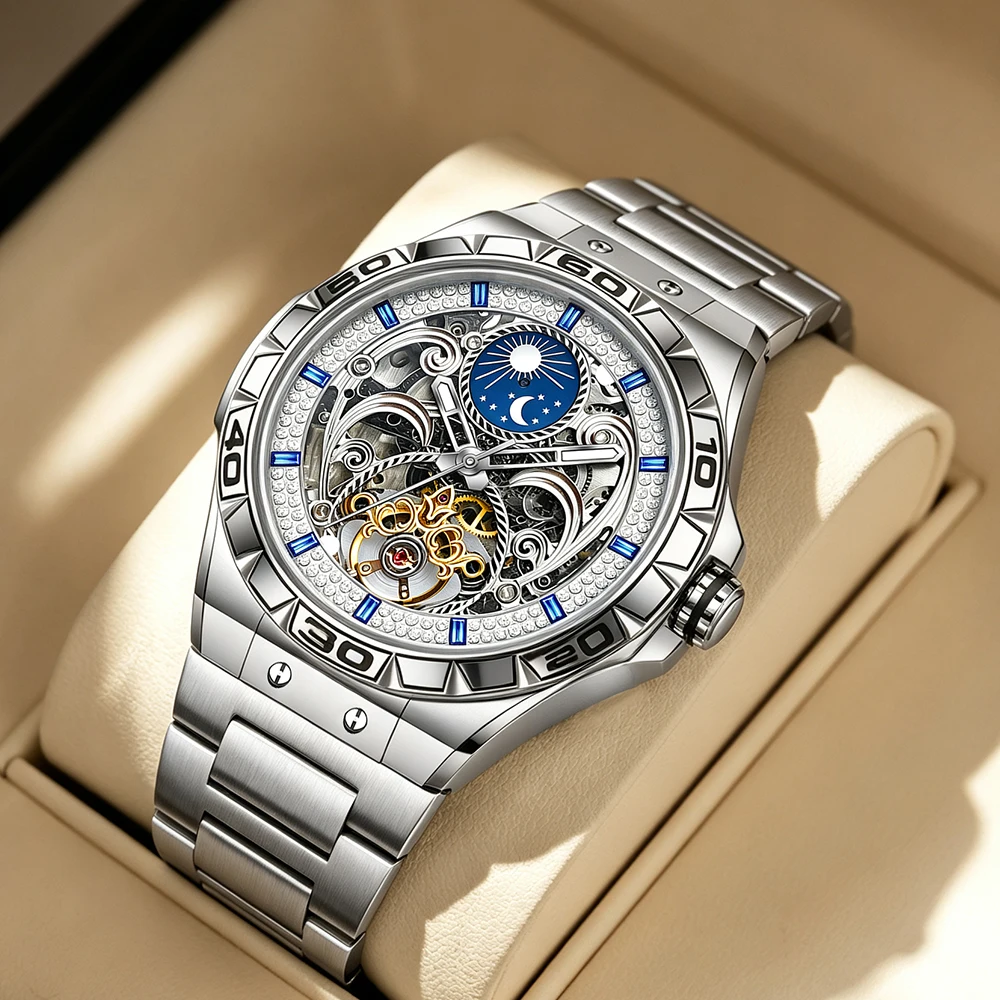 Luxury X I Watch - Automatische Mechanische Herrenuhr Sternenhimmel Mondphase Leuchtend
