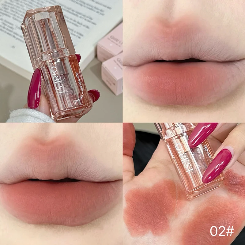 QIBEST Miękka Mousse w Płynie - Pomadka do Ust, Aksamitny Mat, Makijaż, Nie Klei Się, Lip Mud, Koreański Kosmetyk, Trwały Tint do Ust