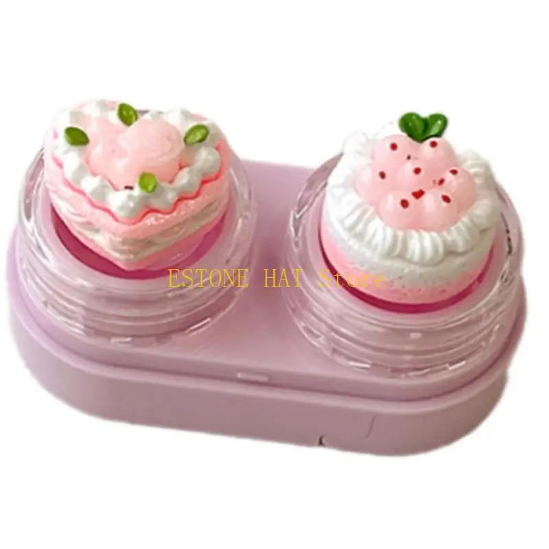 

49MF Прекрасный чехол для контактных линз с крышкой-кексом и встроенными инструментами для быстрого и простого использования. и