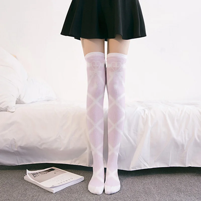 Girl long tube sexy cute sweet Lolita thigh stockings cartoon style knee stockings women bow candy bunny pink stockings cosplay