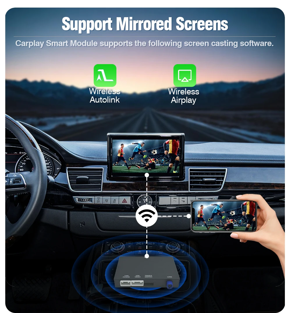 AUTOTOP Drahtlose Carplay Android Auto Retrofit Decoder Für Audi A8 A8L D4 2010-2017 HN + HNav + BNaV MMI 3G AirPlay Spiegel Link – Detail 7
