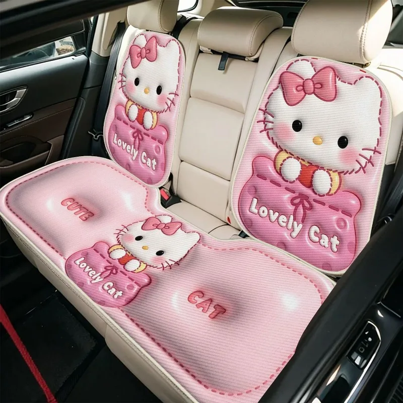 

Подушка для сиденья автомобиля с изображением аниме-персонажей Sanrio Hello Kitty, новый стиль, дышащая, из ледяного шелка, универсальная, для всех сезонов.