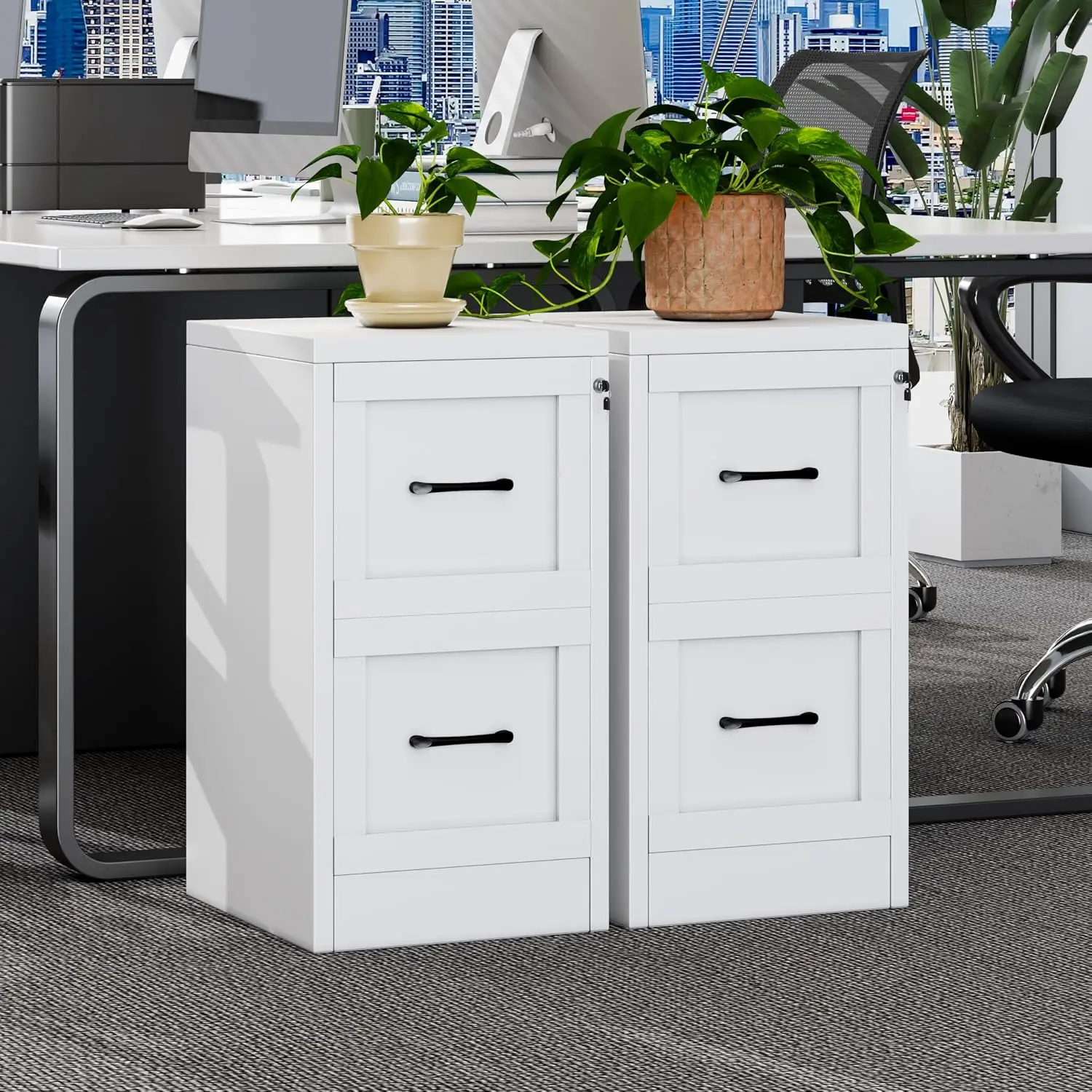 Metal Vertical File Cabinet with Lock Under Desk Office Storage 2 Drawer, Customized