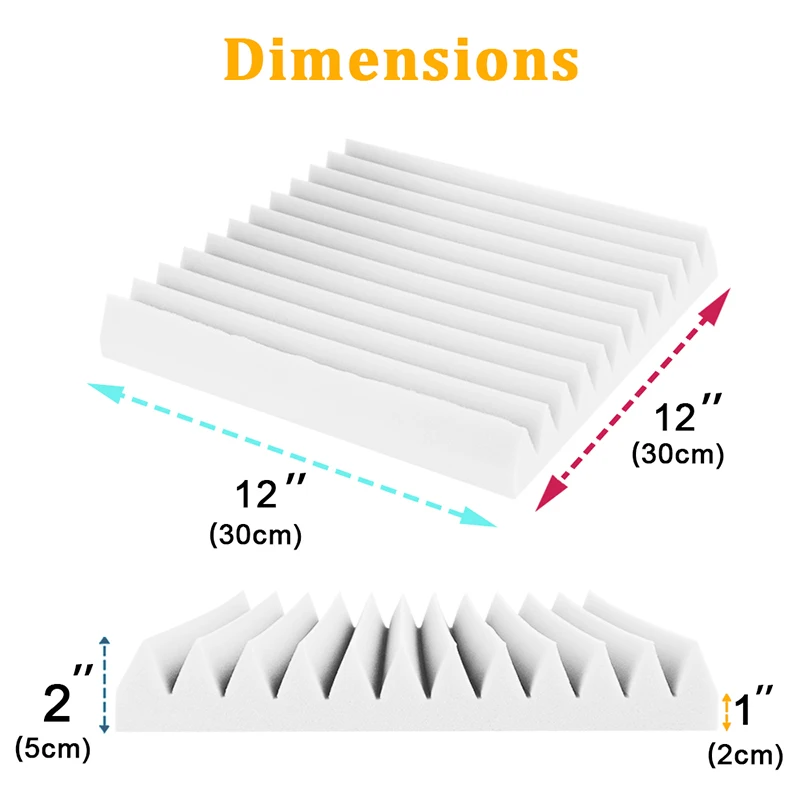 Foam Panels Acoustic 6/12/24 Pcs, Studio Acoustic Foam Soundproofing Fireproof Wall Panels, Home Sound Noise Canceling Tiles