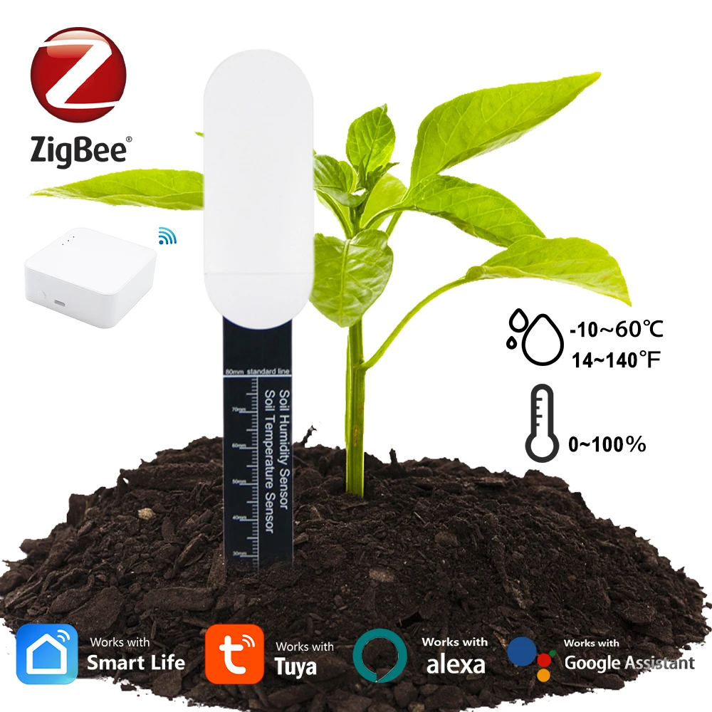 Умный тестер почвы ZigBee, датчик влажности, приложение Tuya, мониторинг в реальном времени, монитор растений, детектор, садовый термогигрометр