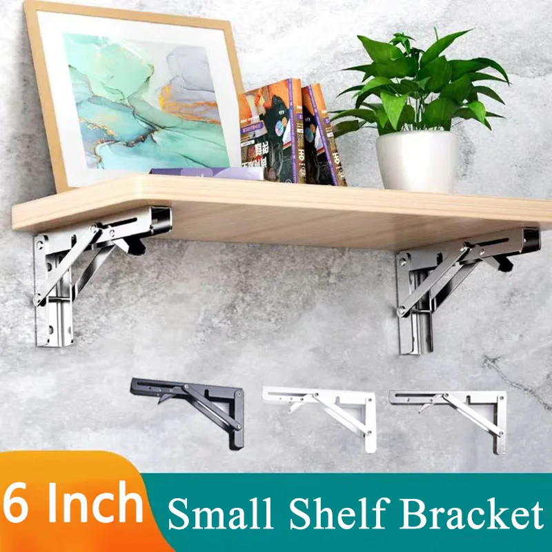 

2PCS Folding Shelf Bracket 6 Inch Collapsible Small Shelf Bracket for Campervan Motorhome Caravan Table Work Bench Space Saving