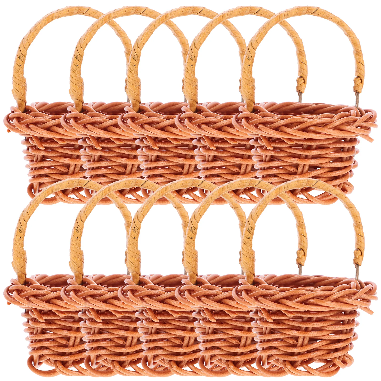 

10Pcs Miniature Woven Flower Baskets Rattan Handheld Holders for Party Decoration Baby Shower Craft Organizer Storage