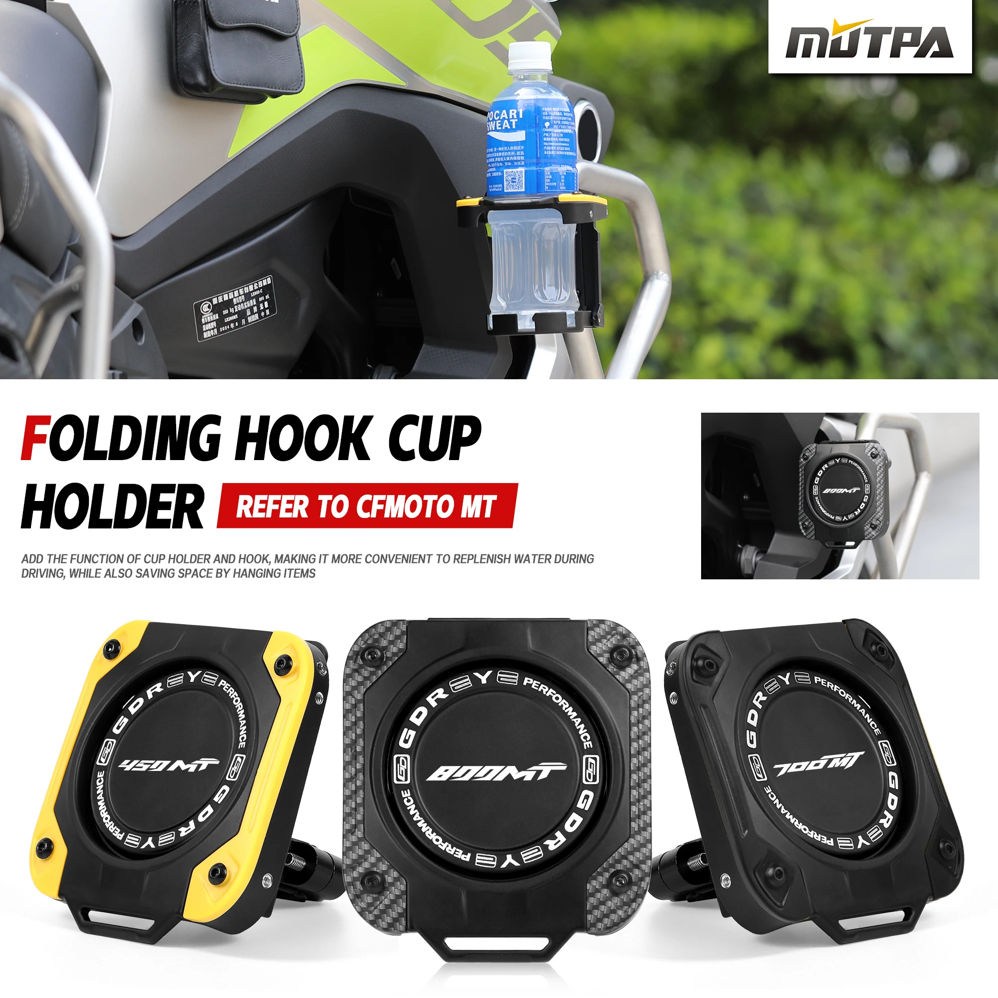 For CFMOTO 800 MT 700MT 450MT Folding Cup Holder Motorcycle 800MT Aluminum Folding Water Cup Drink Cup Holder Creative CupHolder