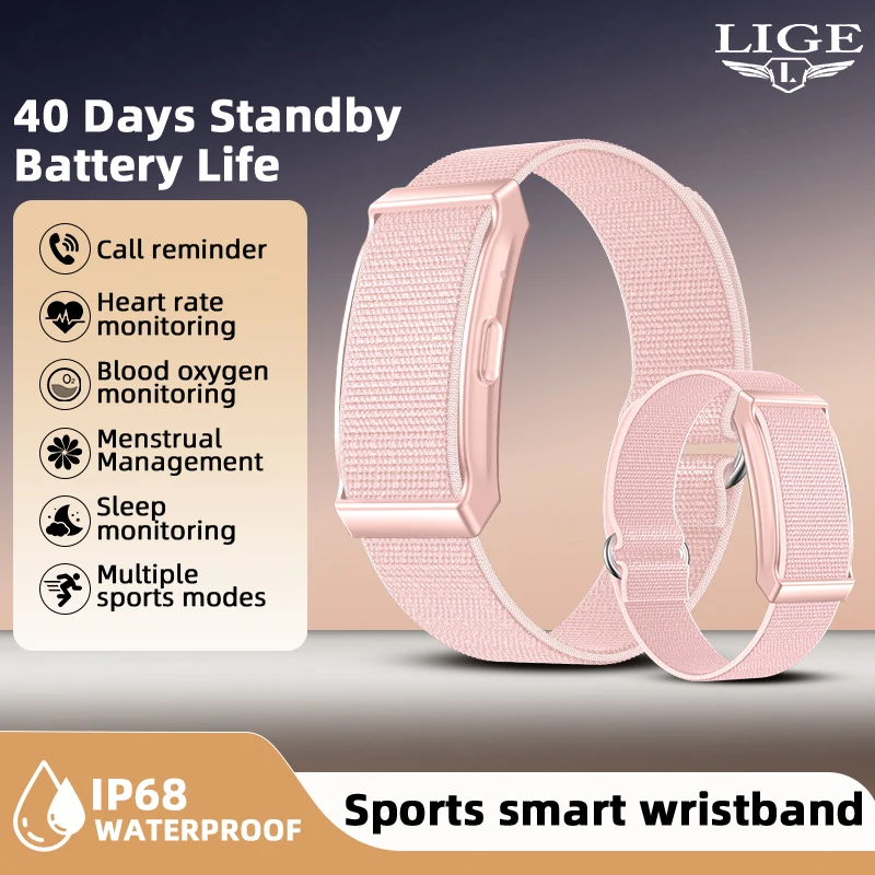 

LIGE No Screen Smart Watches Women IP68 Waterproof Sports Smart Bracelet Women Health Heart Rate Monitor Ladies Smart Wristbands
