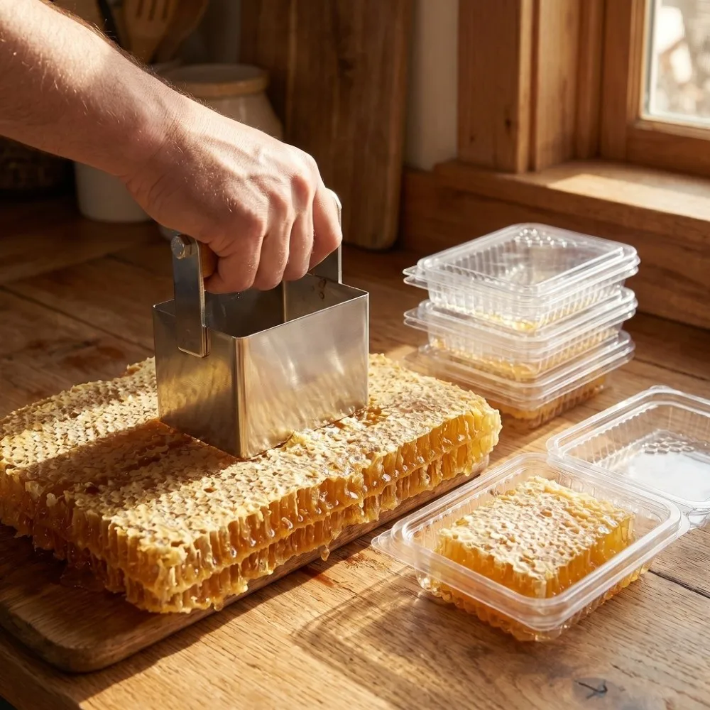 Stainless Steel Comb Honey Cutter Plastic Wooden Handle Honeycomb Cutter Durable Square Shaped Honey Cutting Tool Beekeeping