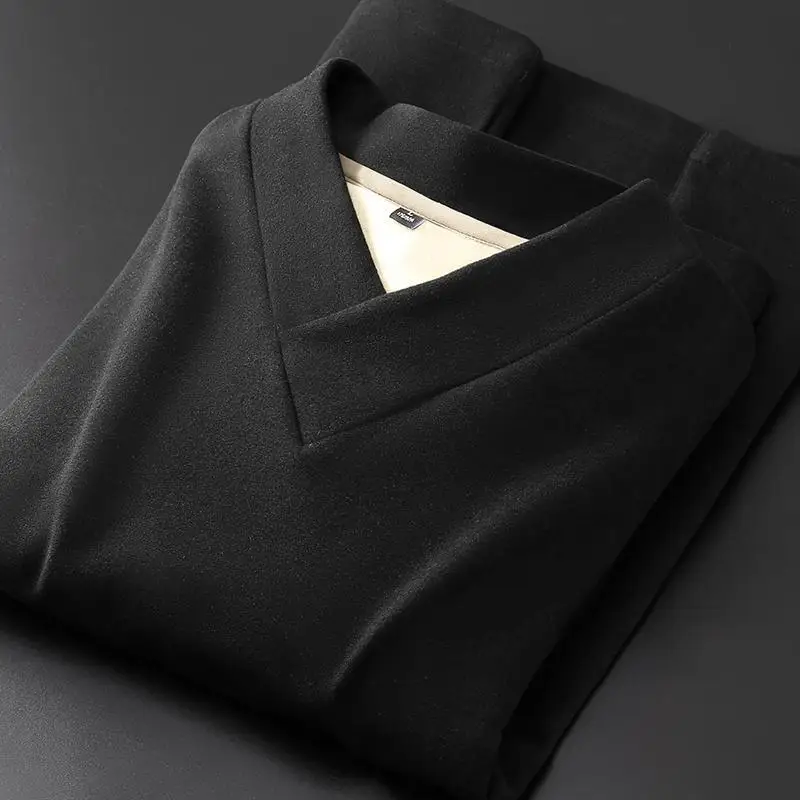 Simplicity Basic Casual Bottoming Shirt Autumn Winter Long Sleeve Solid Plus Size Vintage T Shirts Fashion Korean Men Clothing