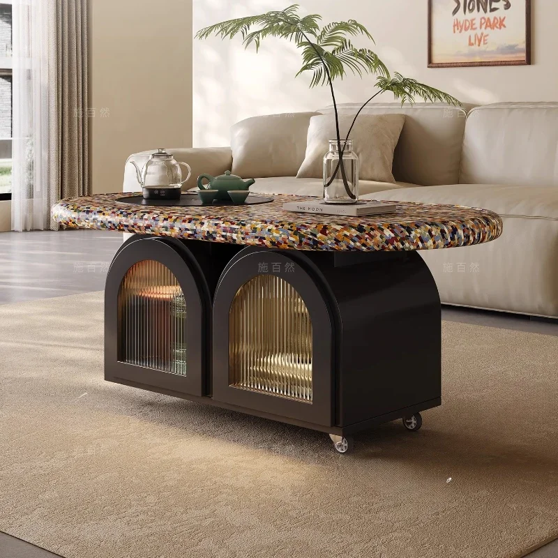 

Эстетический журнальный столик из цельного дерева, мобильный эстетический журнальный столик премиум-класса для гостиной, уникальная вспомогательная мебель для отеля Mesa