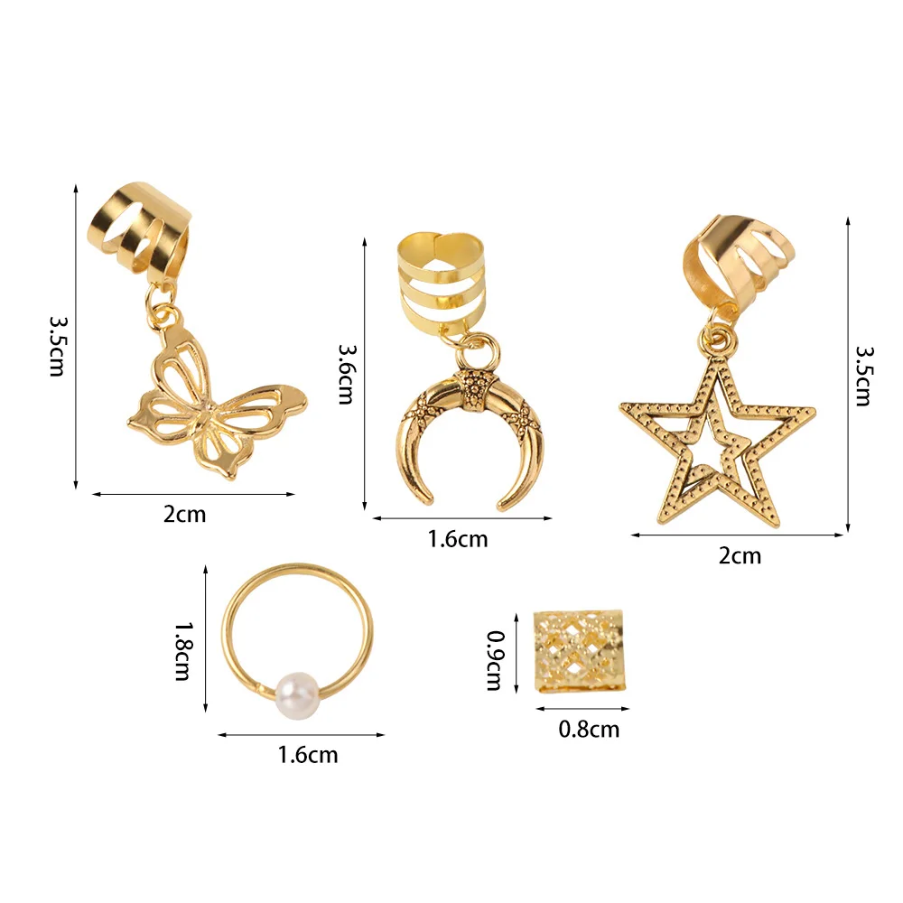 25pcs Butterfly Hollow Out Hair Ring Hair Braiding Metal Cuff Clips Dreadlocks Beads Dread Locks Headwear Hair Braid Tubes Men