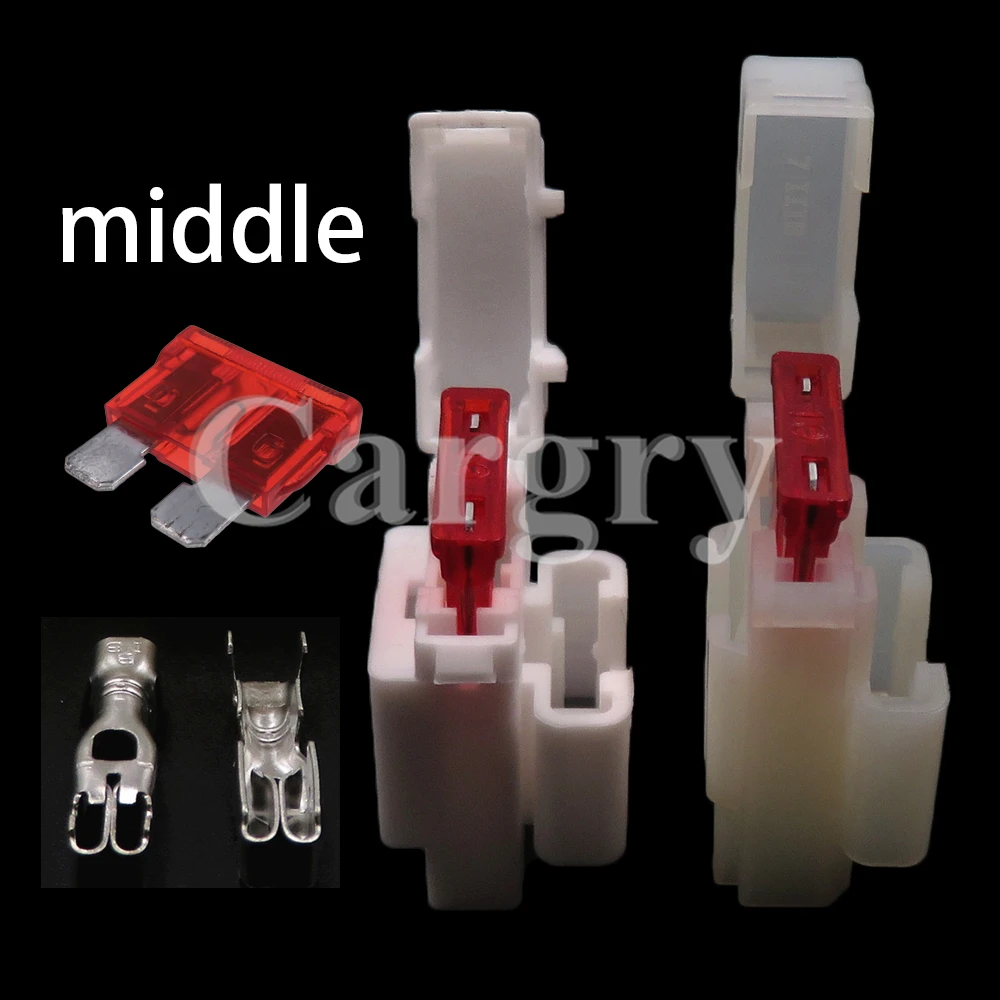 1 Set AC Assembly Middle Blade Fuse Holders Standard Car Insurance Socket White Medium Fuse Box Assembly with 2pcs Terminals