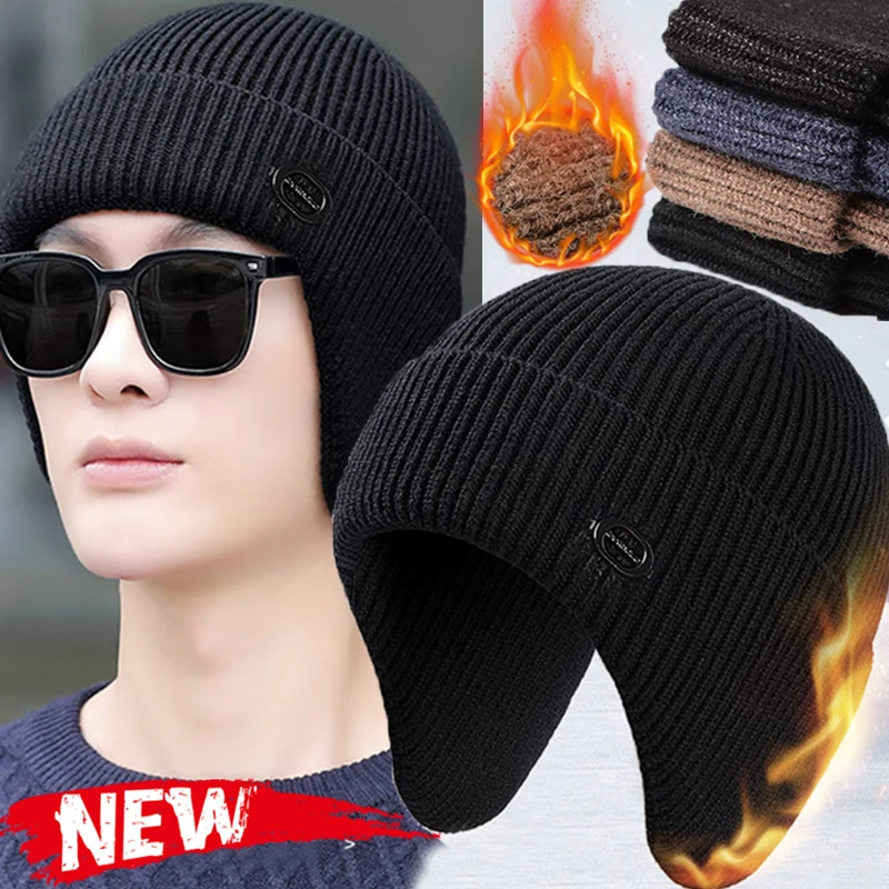 Windproof Ear Protection Winter Earmuff Cap Men Outdoor Running Ski Knitted Hat Warm Skullies Beanies Women Earflaps Bonnet Hats