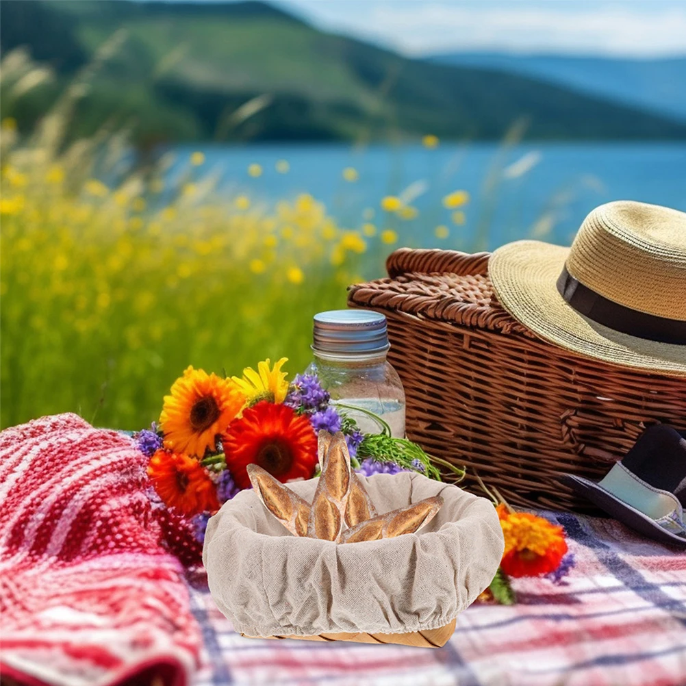 

4Pcs Bread Proofing Basket Linen Cover Round Baking Cloth Liner Dough Basket Reusable Banneton Liners Sourdough Kitchen Supplies