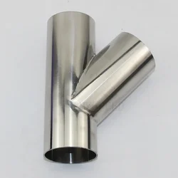 304 Stainless Steel 45 degree tee OD 19 mm-102 mm Stainless Steel Bevel 1.5 mm 2 mm thick tube